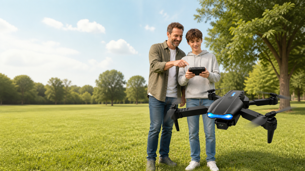 E99 Pro Foldable Beginner Drone with Dual Camera & 2 Batteries